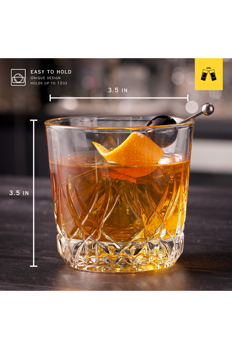 Whiskey Sour Old Fashioned Glasses Tumblers - 12oz - Set of 6, Alternate, color, Flow