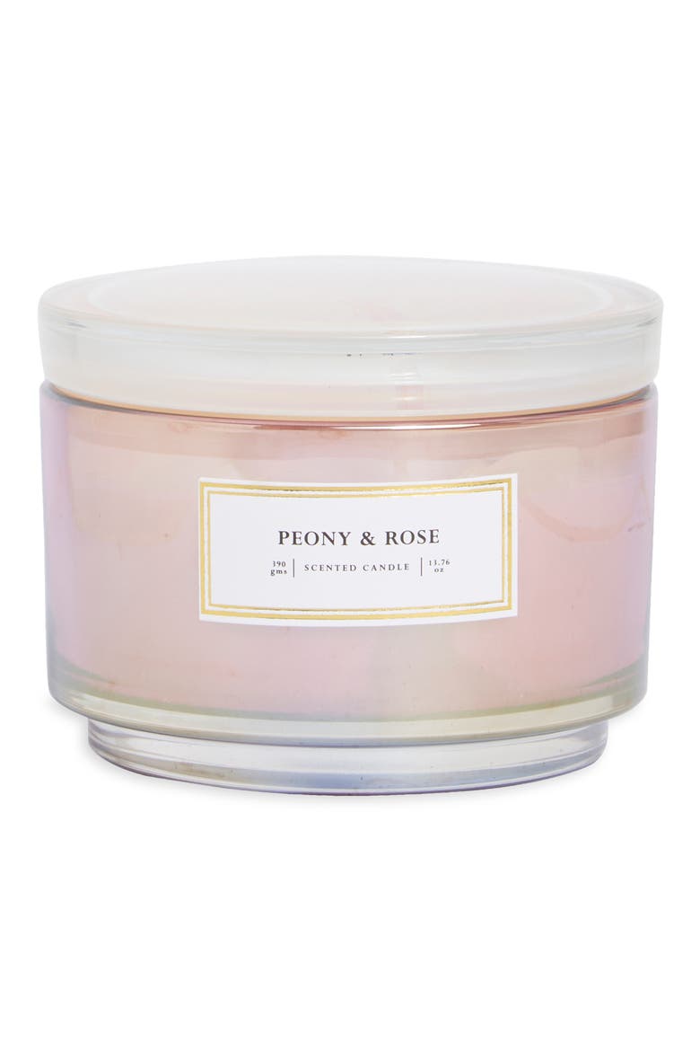 Peony & Rose 3-Wick Candle, Main, color, PEONY ROSE