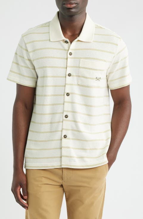 Shayne Short Sleeve Cotton Knit Button-Up Shirt