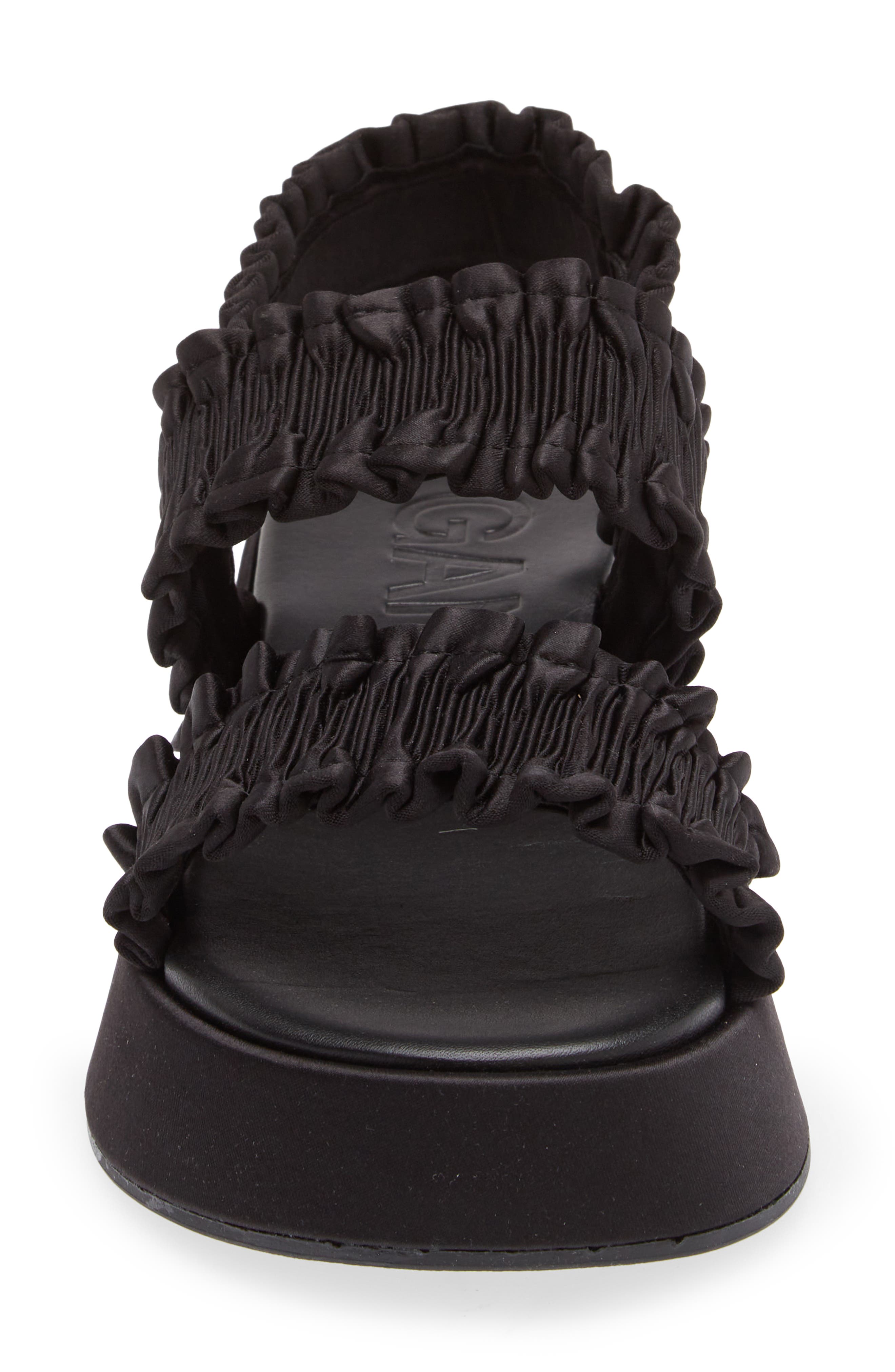 Ganni Smocked Slingback Platform Sandal, Alternate, color, 