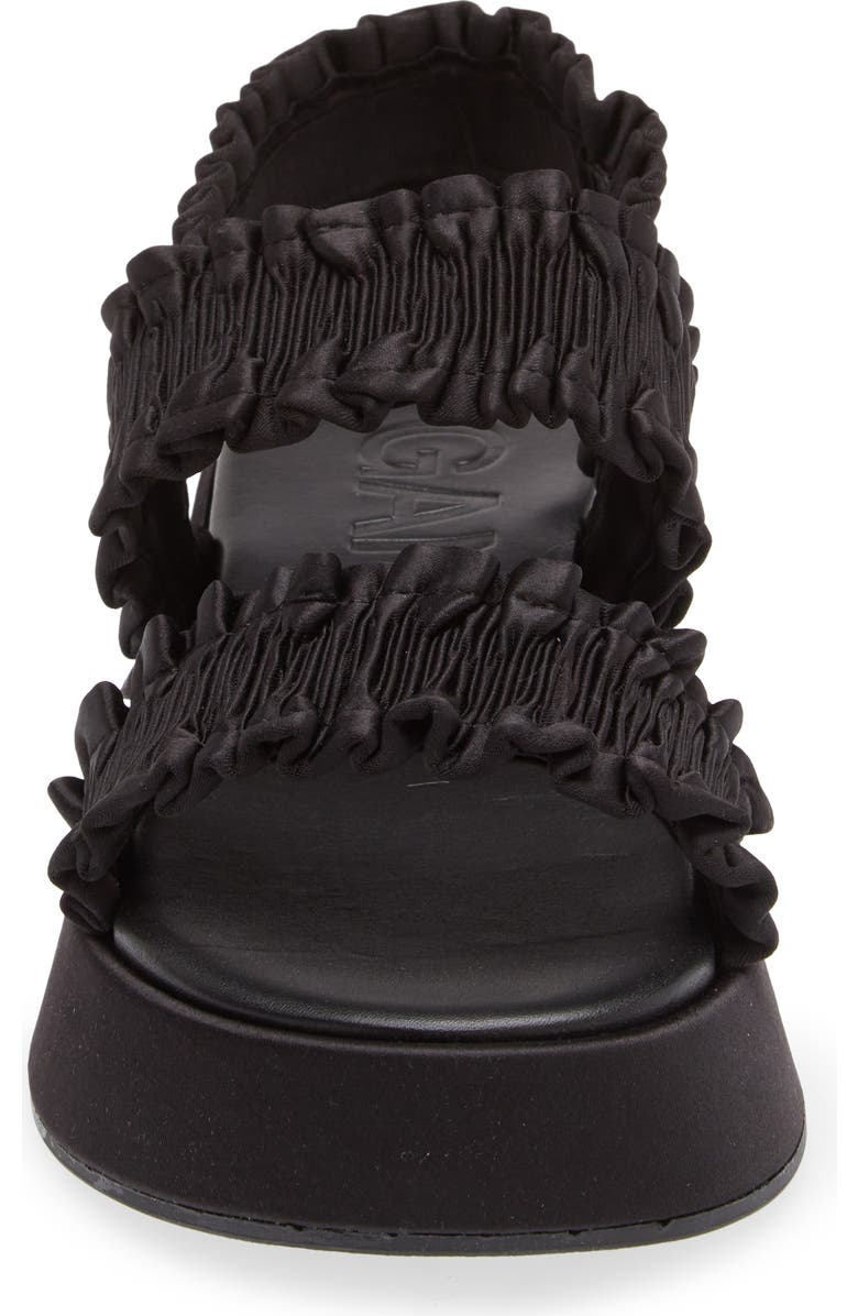 Ganni Smocked Slingback Platform Sandal, Alternate, color,