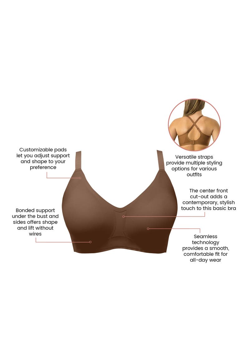 Simplicity Seamless Wire-free Bra, Alternate, color, Mocha
