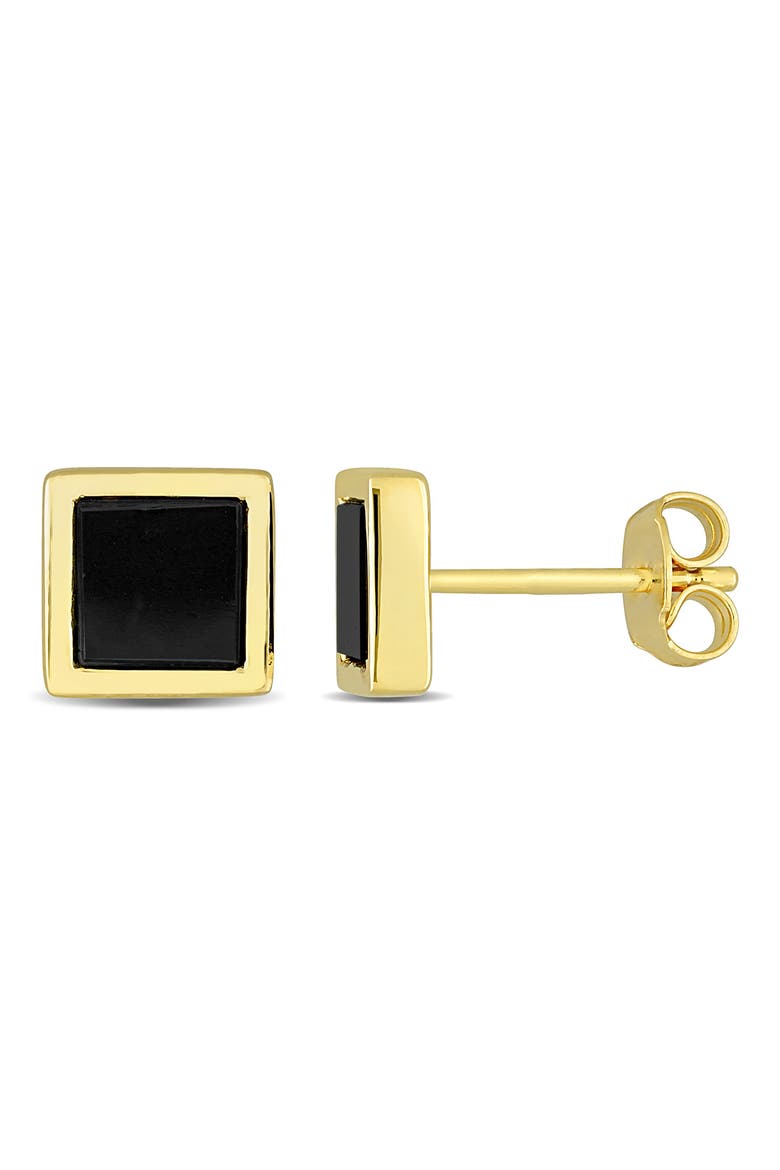 Men's Black Onyx Square Stud Earrings, Main, color, BLACK