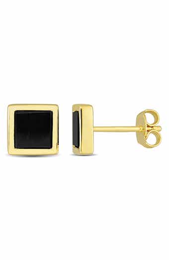DELMAR Men's Black Onyx Square Stud Earrings