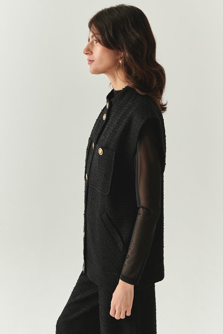 Goldie High Neck Vest, Alternate, color, BLACK