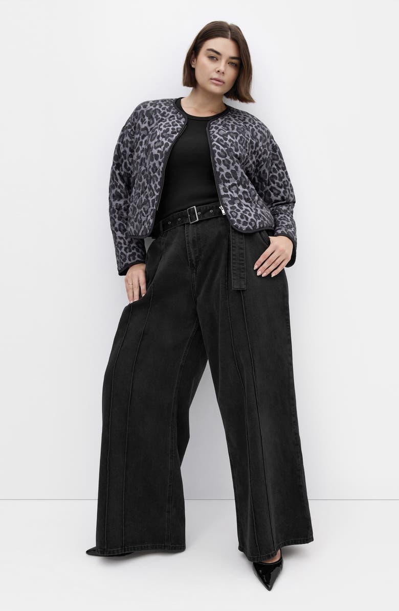 City Chic Leopard Print Crop Quilted Jacket, Alternate, color, 