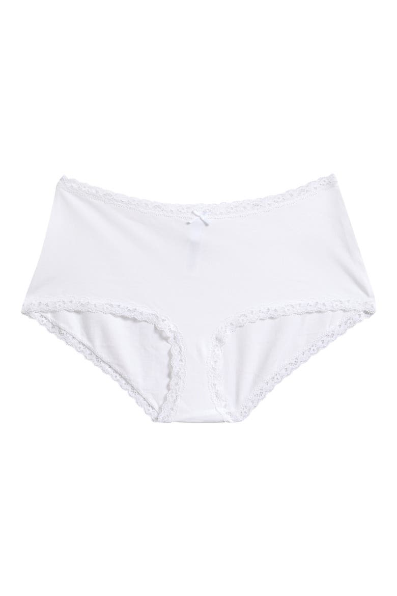 Lace Trim Boyshorts, Main, color, SNOW