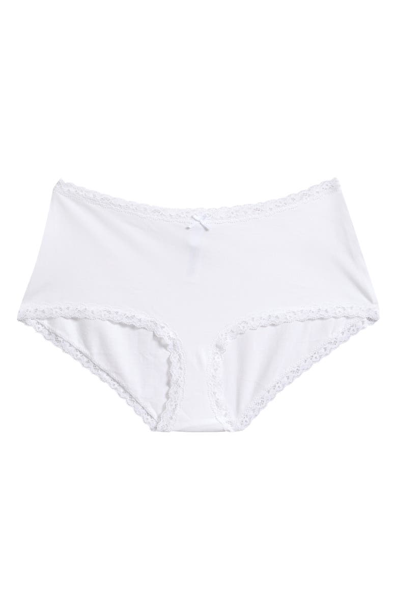 SKIMS Lace Trim Boyshorts, Main, color, Snow