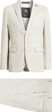 John Varvatos Star USA Varick Slim Fit Tan Slub Linen Suit