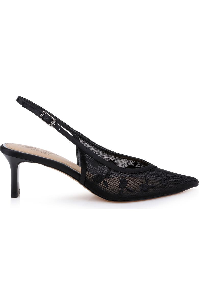 Jewel Badgley Mischka Zahra II Slingback Pointed Toe Pump, Alternate, color, Black Satin