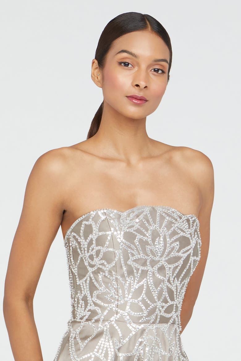Pamela Embroidered Gown, Alternate, color, Smoke