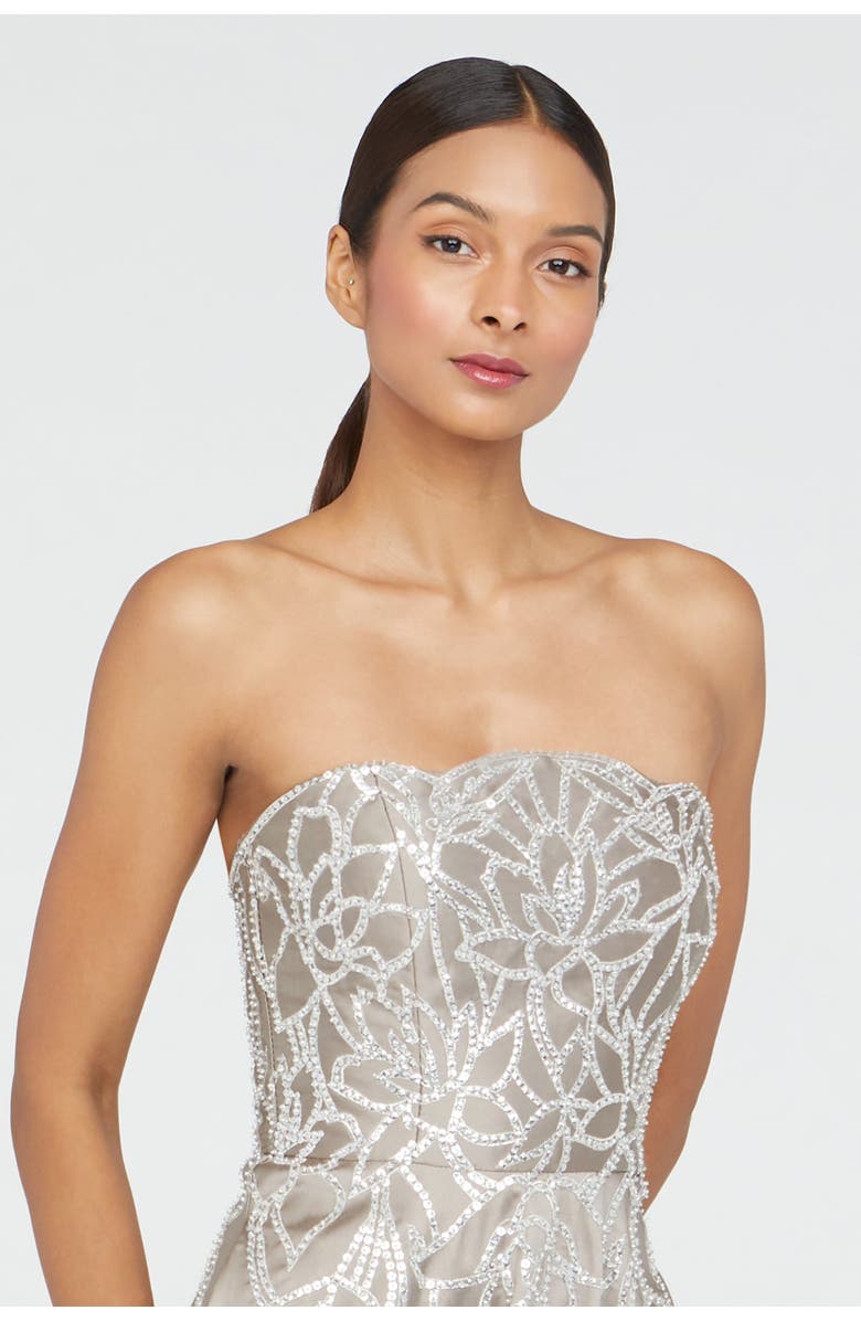 Theia Pamela Embroidered Gown, Alternate, color, Smoke