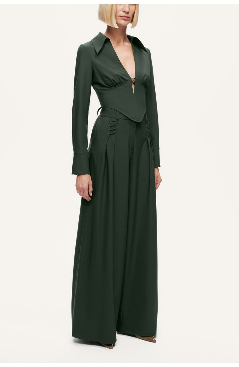 Nocturne Sculpted Deep-V Corset Blouse, Alternate, color, Dark Green