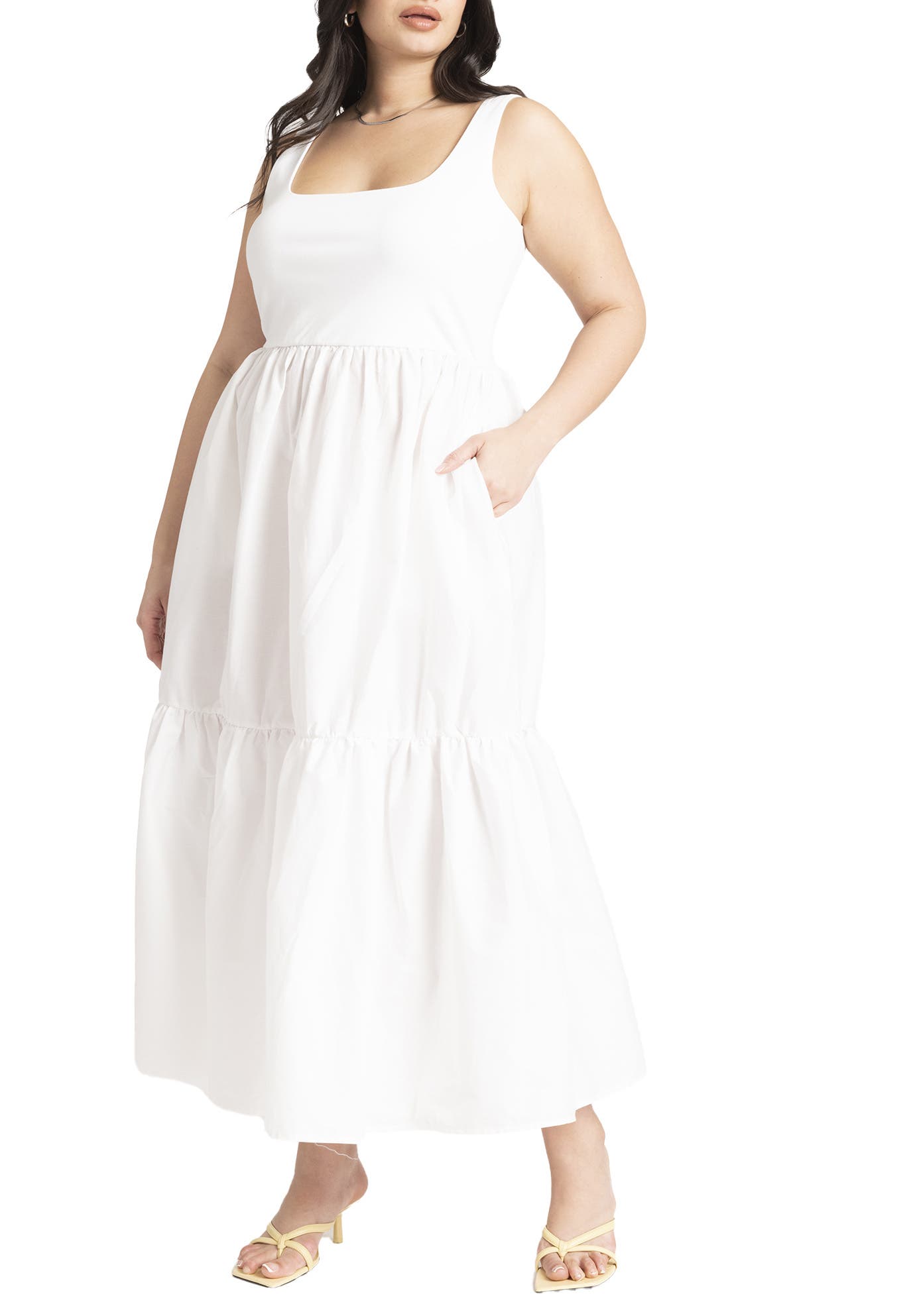 Mixed Fabric Tank Dress