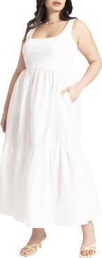 ELOQUII Mixed Fabric Tank Dress