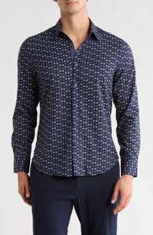 CONSTRUCT Slim Fit Martini Print 4-Way Stretch Performance Button-Down Shirt