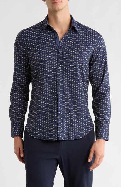CONSTRUCT Slim Fit Martini Print 4-Way Stretch Performance Button-Down Shirt