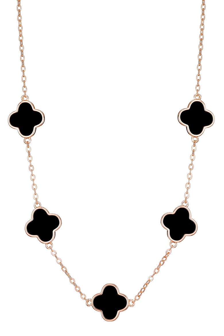 Clover Station Necklace, Main, color, PINK-BLACK