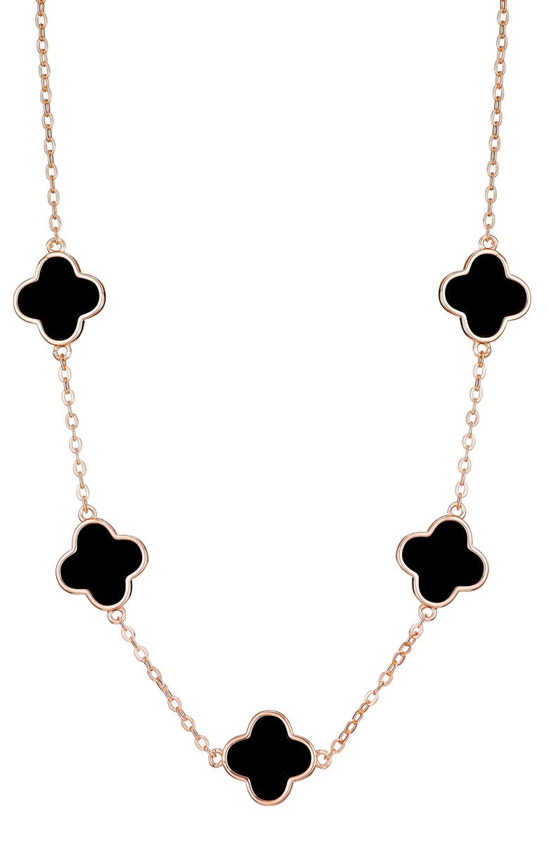 Adornia Clover Station Necklace, Main, color, Pink-Black