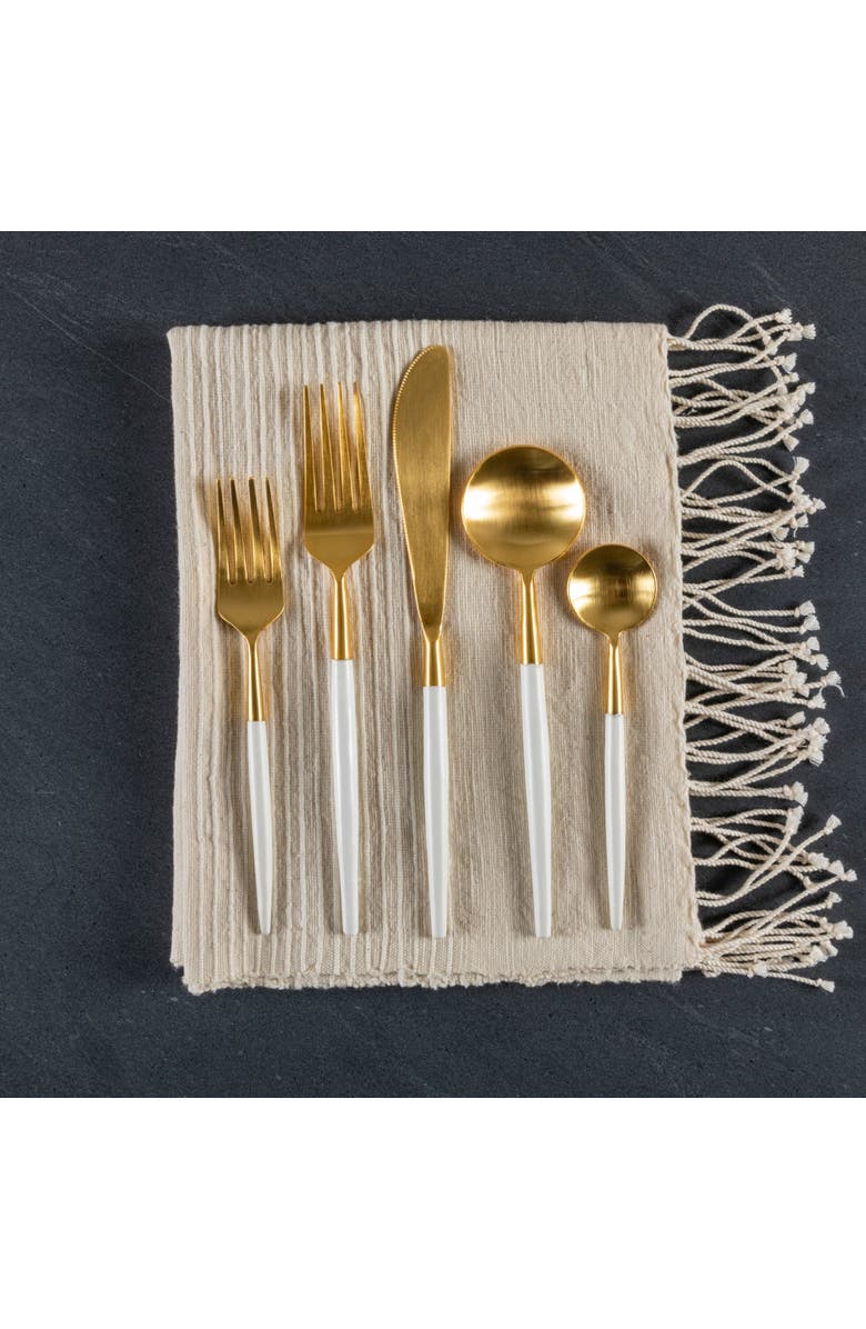 Be Home White and Gold Flatware Set, Alternate, color, White