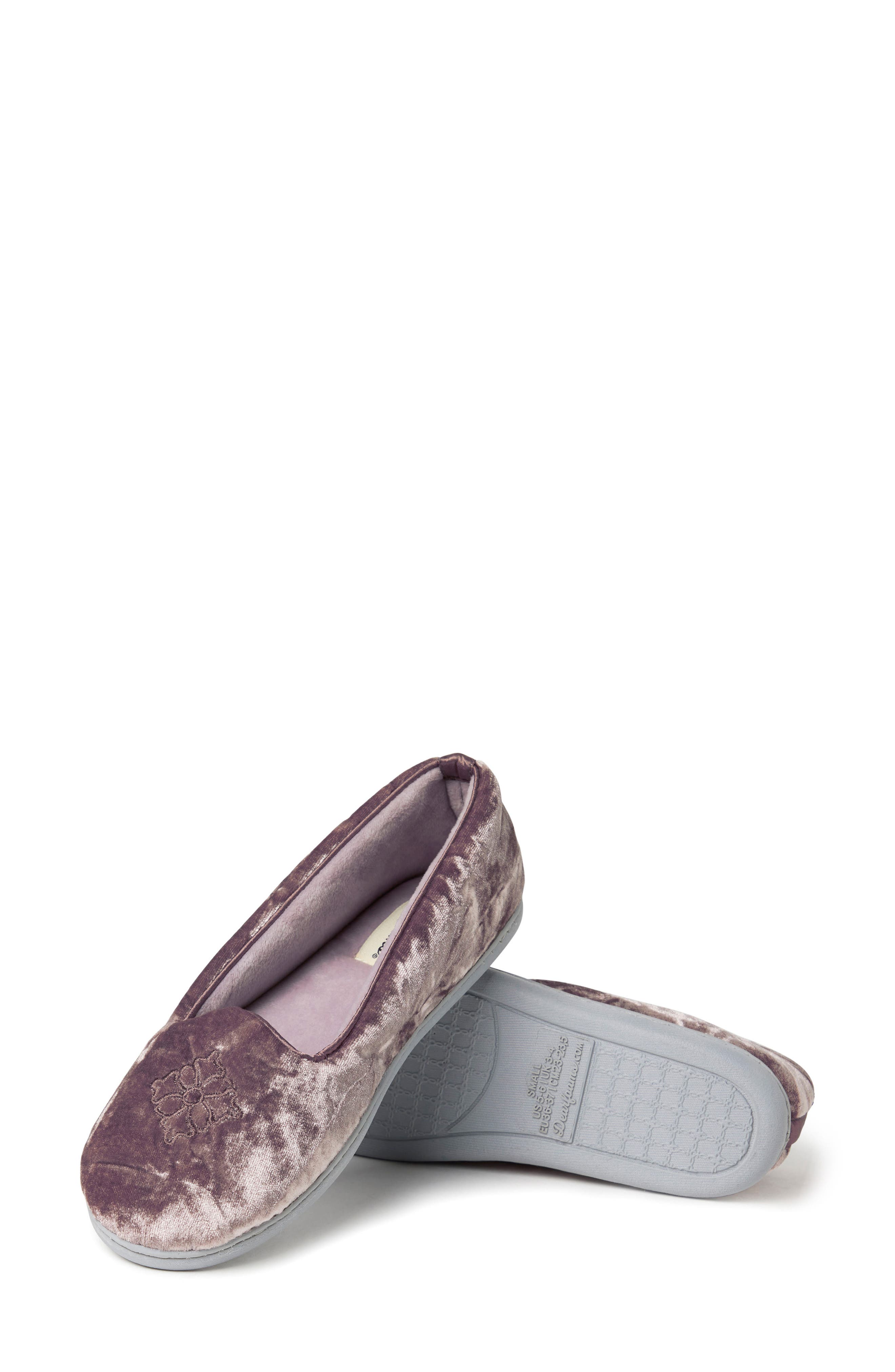 DEARFOAMS Rebecca Velour Slipper, Alternate, color, Frosted Plum