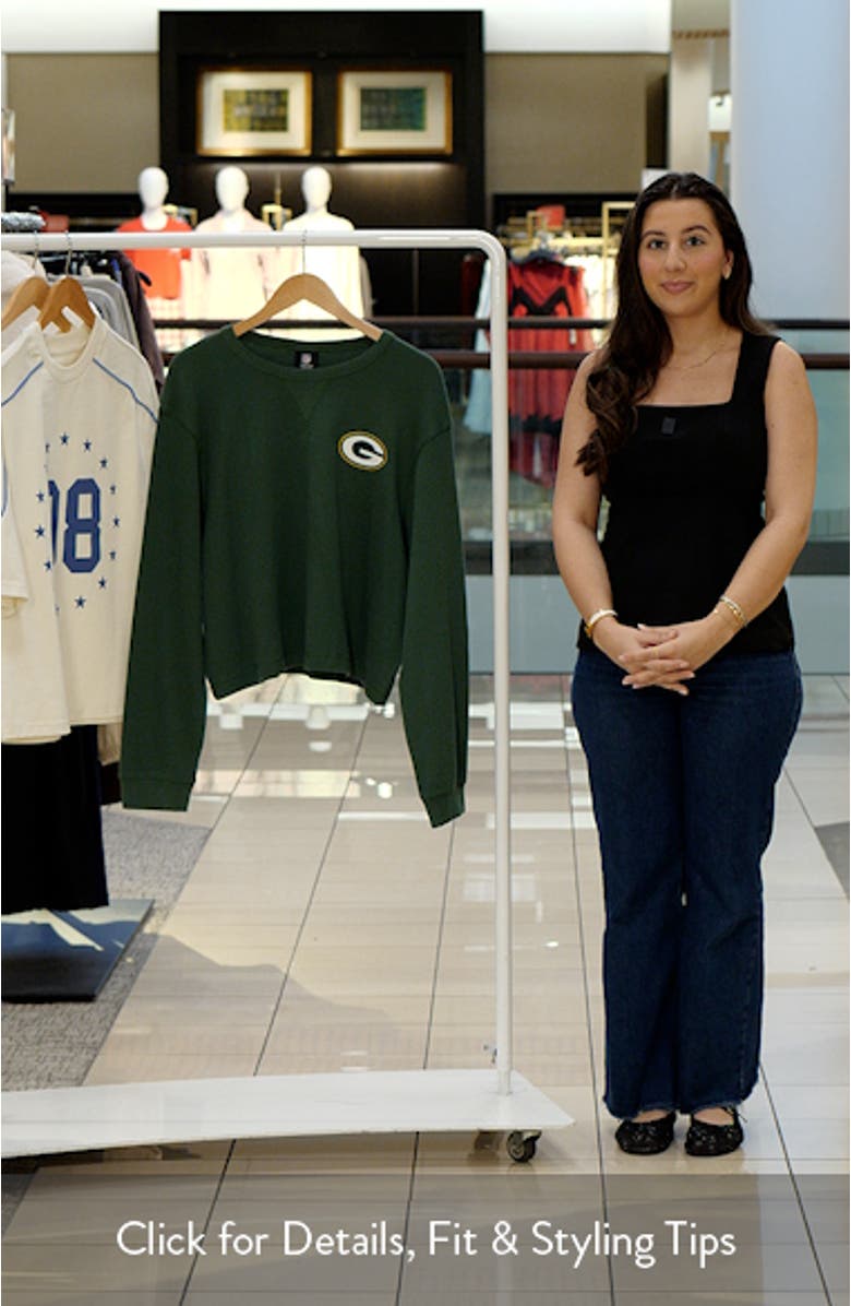 Women's New Era  Green Green Bay Packers Thermal Crop Long Sleeve T-Shirt, sales video thumbnail