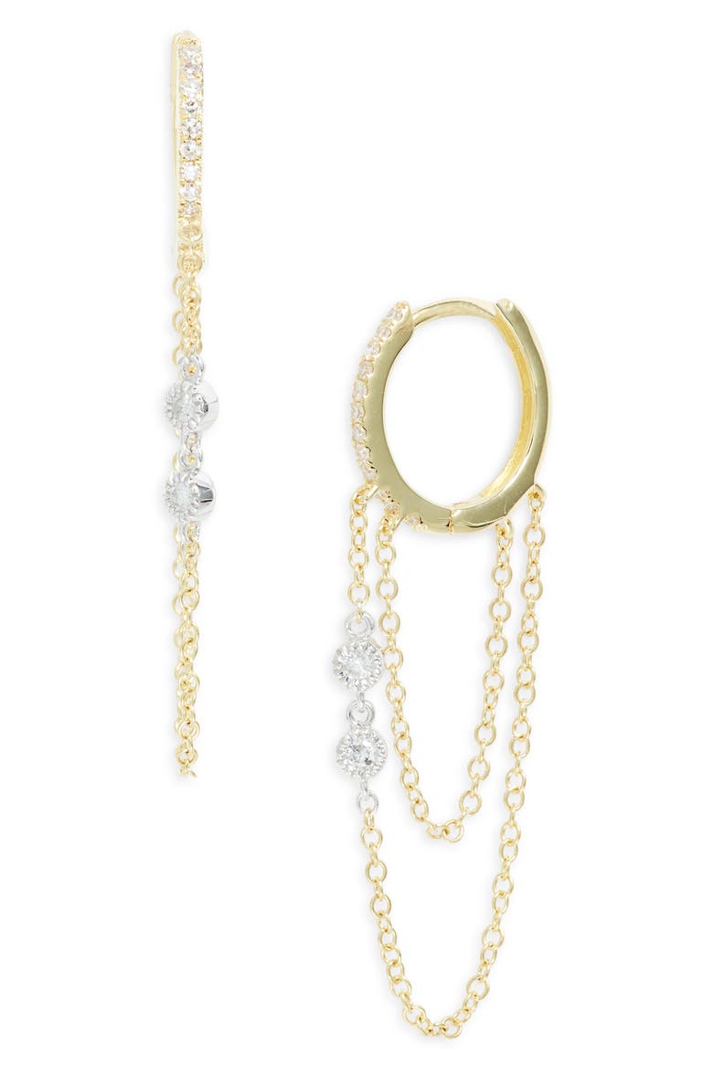 Diamond Fringe Hoop Earrings, Main, color, YELLOW