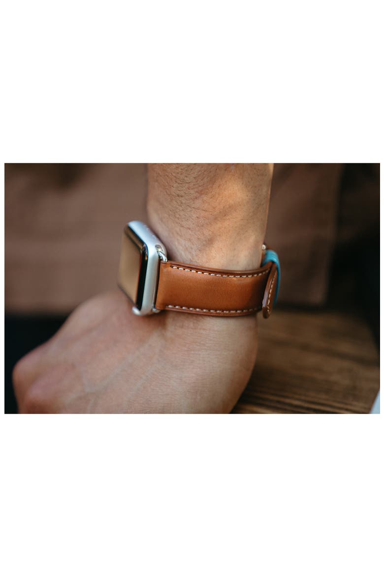 The Executive French Leather Apple Watch Band, Alternate, color, TAN