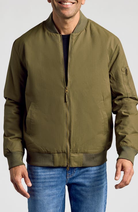 Water Resistant Cotton Blend Bomber Jacket