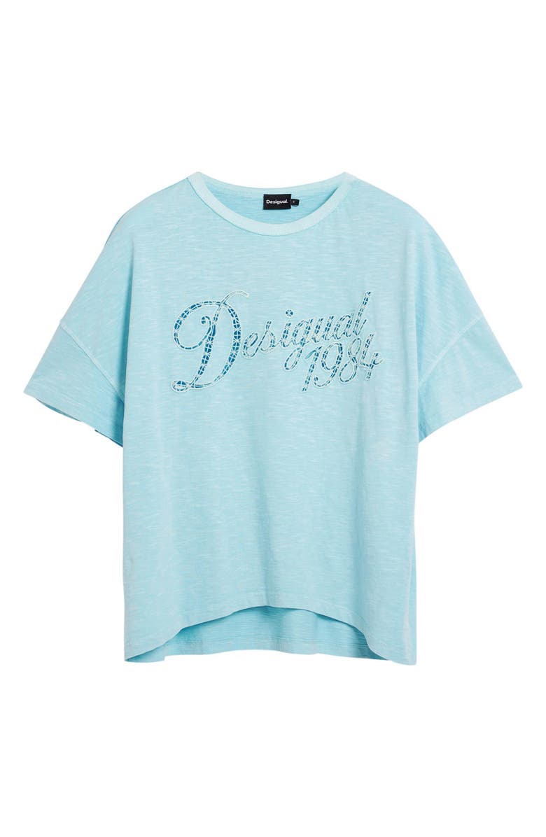 Desigual Logo Eyelet Cotton Graphic T-Shirt, Alternate, color, 