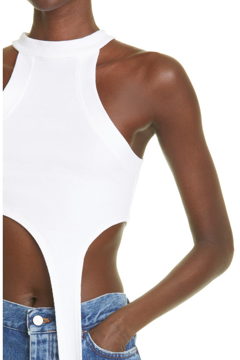 Gender Inclusive Raceher Rib Asymmetric Tank, Alternate, color, WHITE
