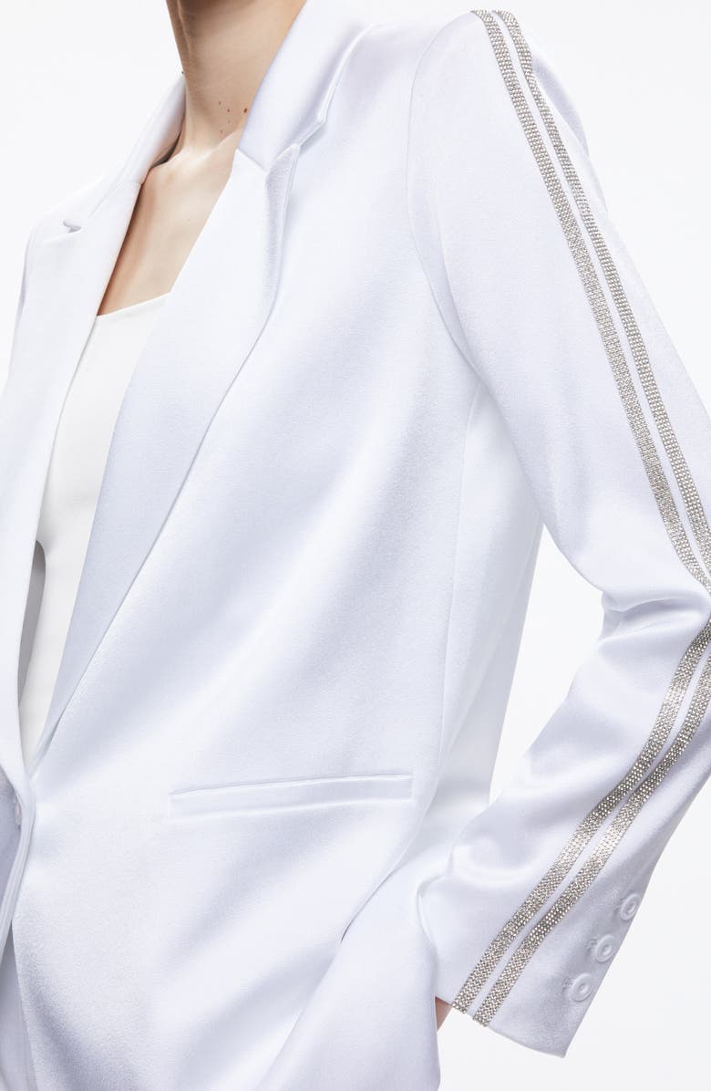 Alice + Olivia Denny Crystal Stripe Longline Blazer, Alternate, color, 