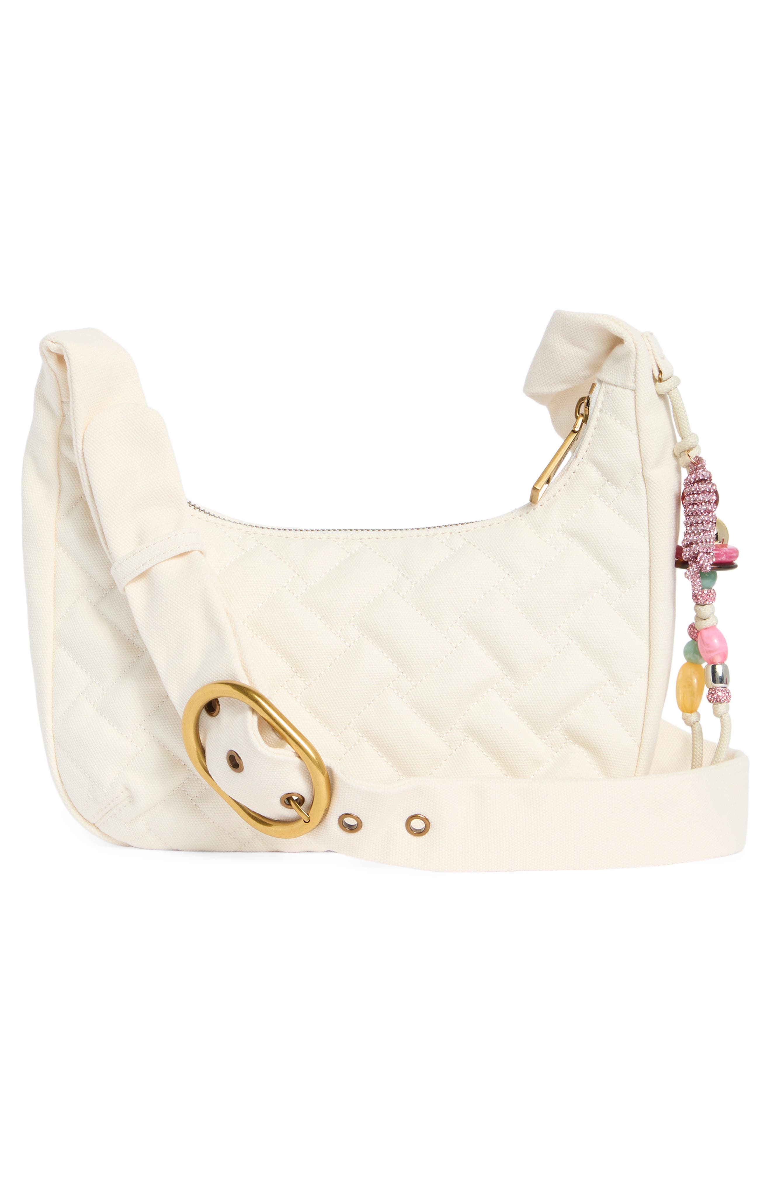 KG Kurt Geiger Angel Quilted Hobo Shoulder Bag, Alternate, color, Open White