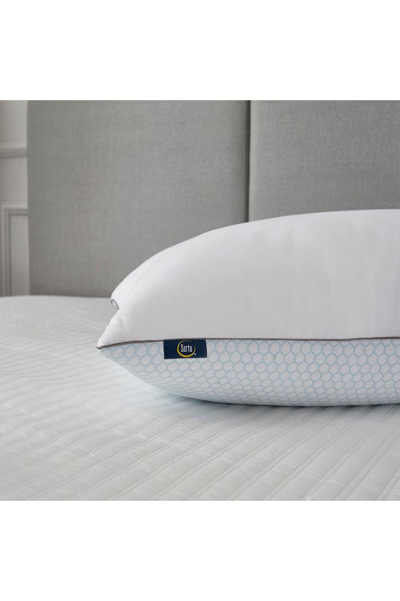 2pk Serta 233 Thread Count Summer & Winter White Goose Feather Bed Pillow, Main, color, WHITE