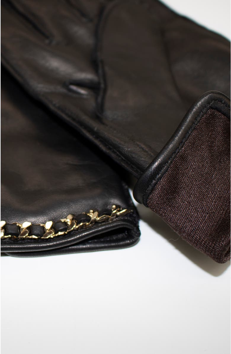 Portolano Leather gloves with chain, Alternate, color, Black