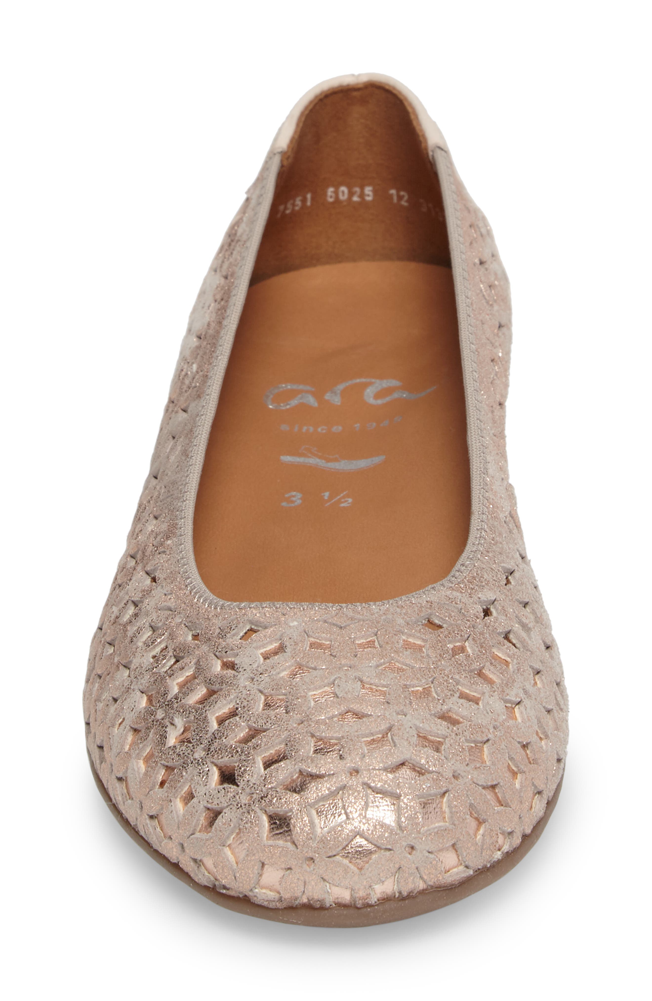 Stephanie Perforated Ballet Flat, Alternate, color, ROSE GOLD LEATHER