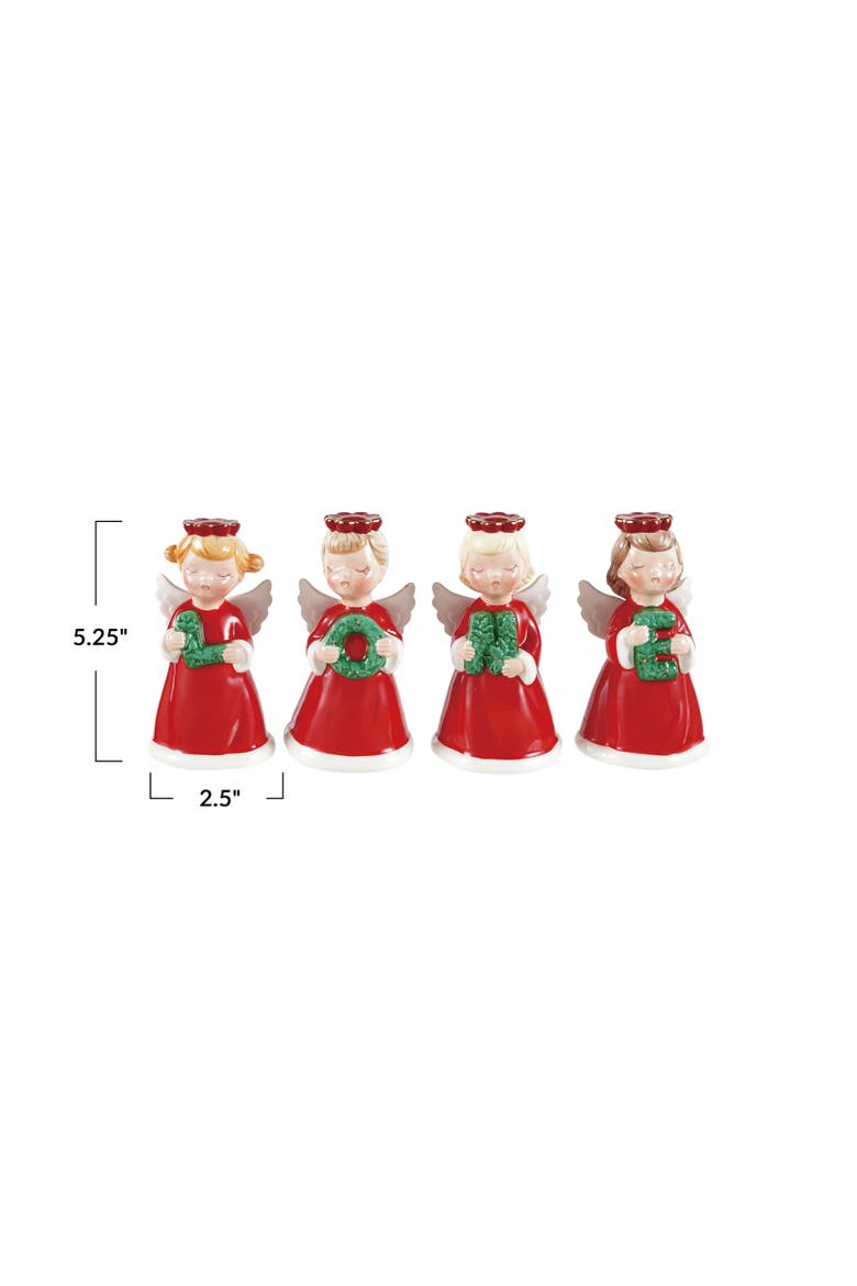 Artisan Glazed Ceramic Angel Figurines, Alternate, color, Multicolor