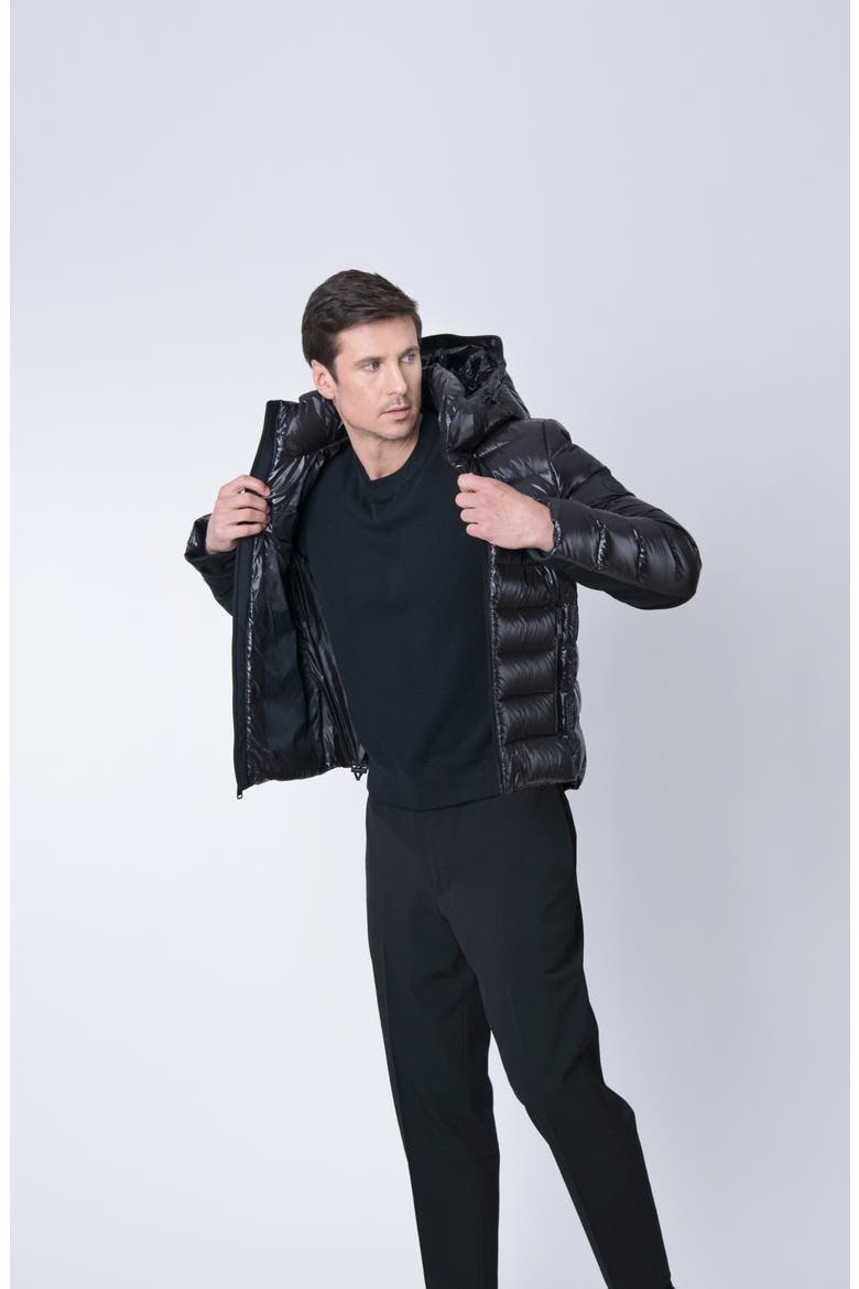 Scutar Windproof & Water Repellent Recycled Down Puffer Jacket, Alternate, color, BLACK