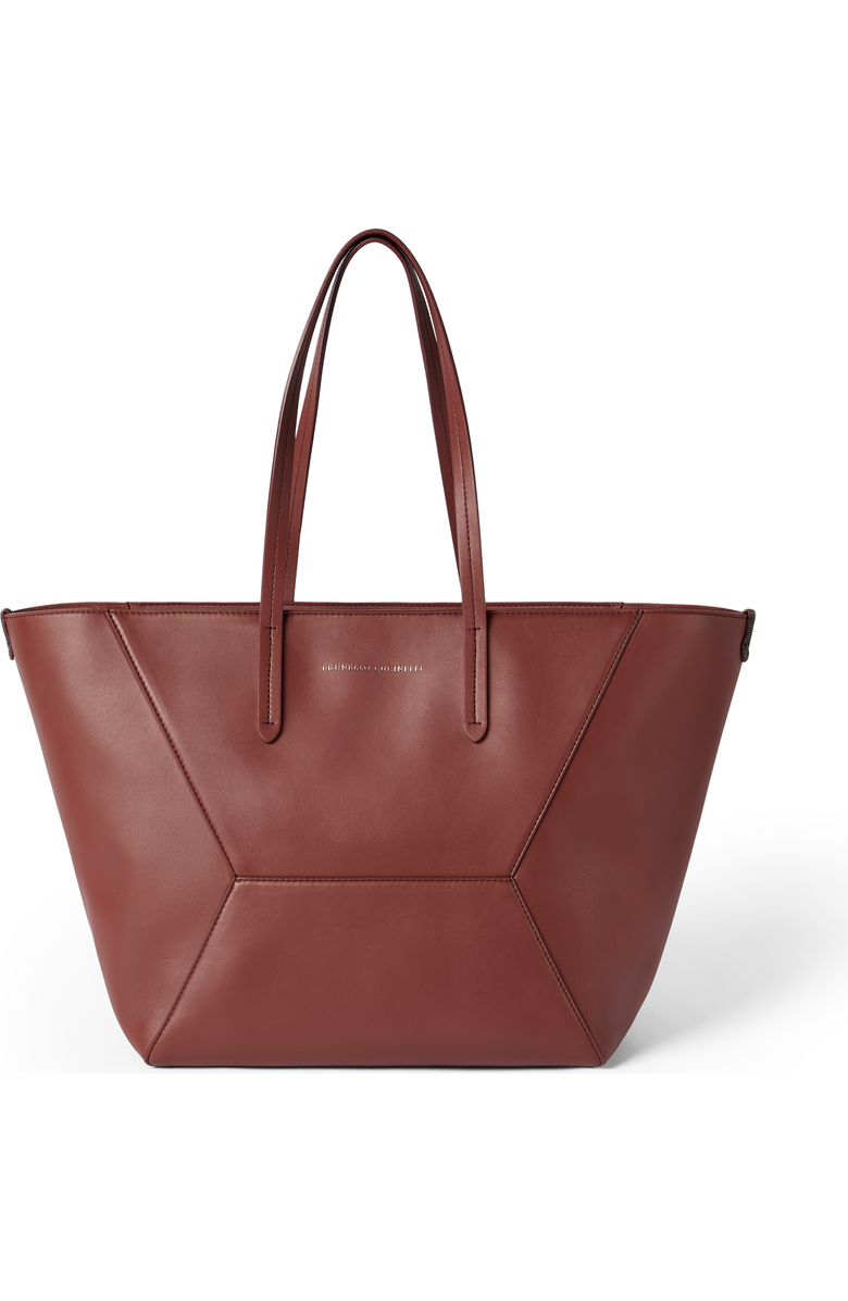 Brunello Cucinelli Calfskin BC Duo bag, Main, color, Red