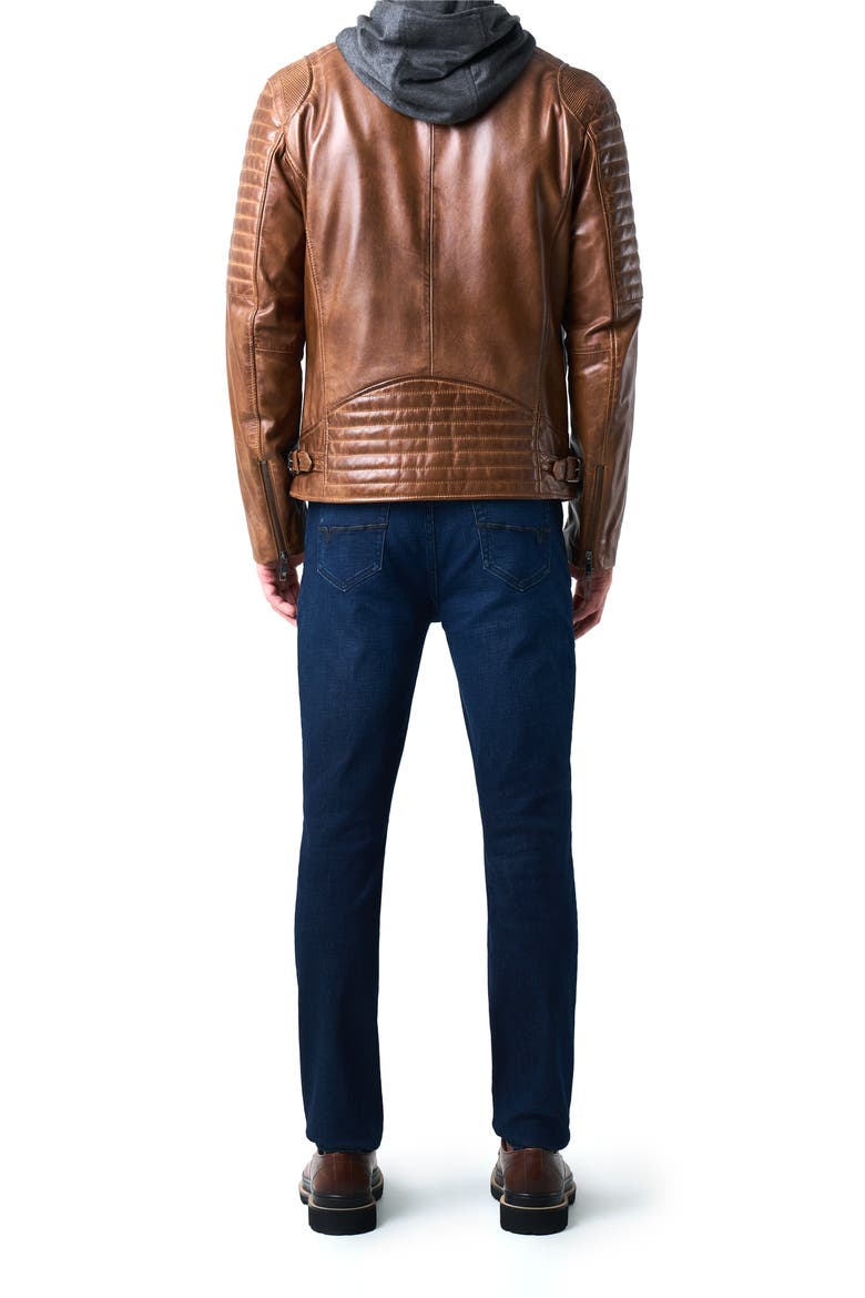 Belmont Leather Jacket With Hood And Chestpiece, Alternate, color, Honey