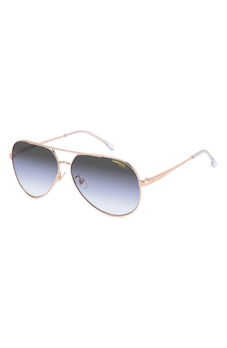 Carrera Eyewear 63mm Polarized Oversize Aviator Sunglasses, Alternate, color, Gold Blue/ Grey Shaded Blue