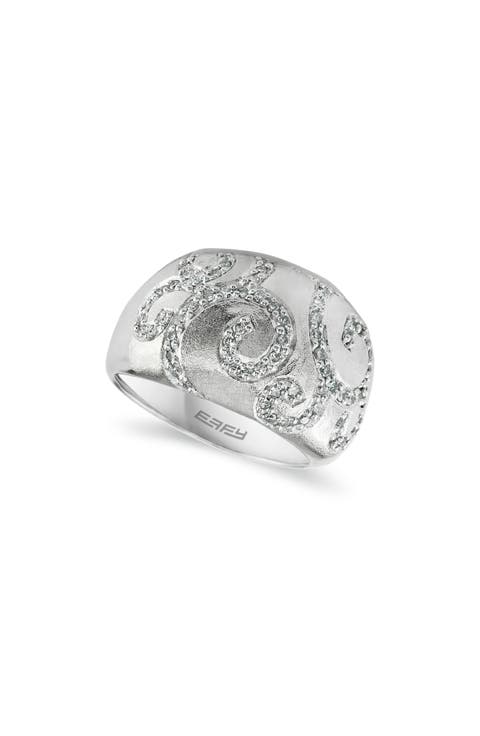 Sterling Silver Diamond Swirl Ring - 0.34 ctw