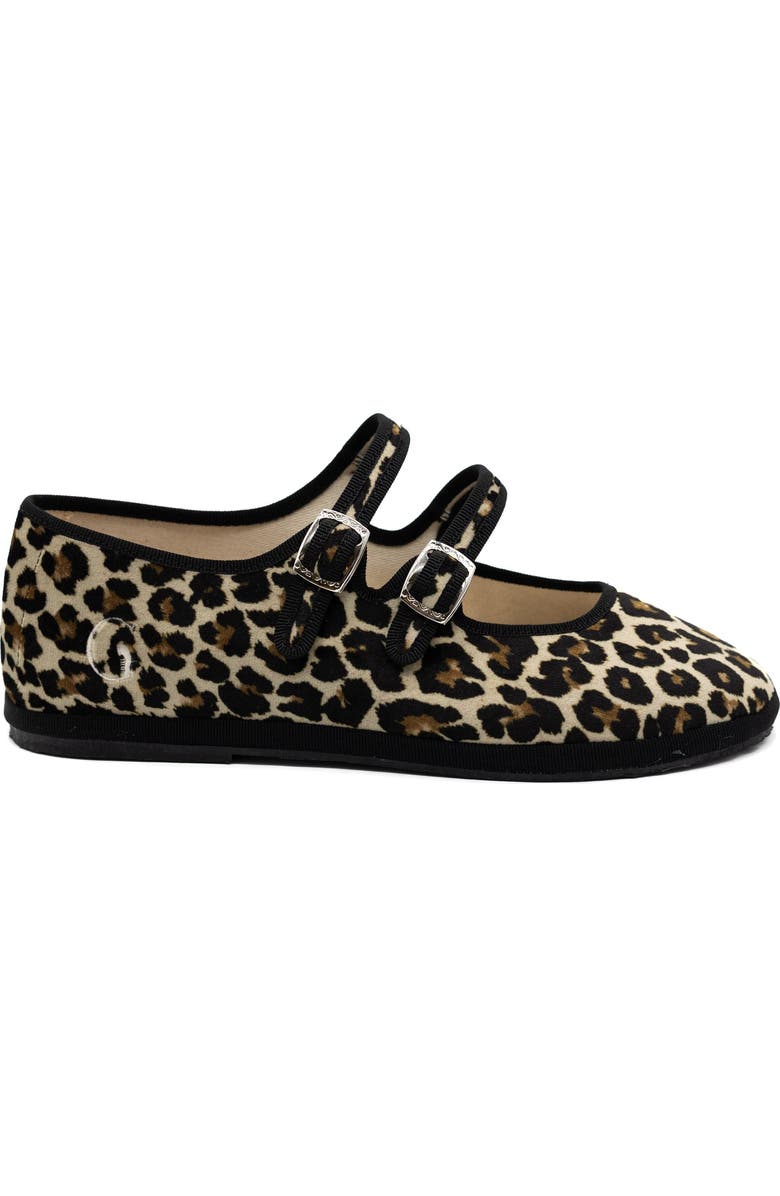 Gondolina Shoes Leopard Mary Jane Double Lace Ballet Flats, Alternate, color, Animalier