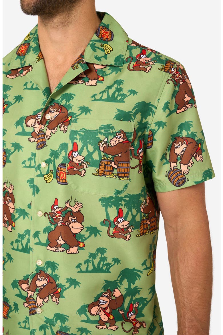 Donkey Kong™ Camp Shirt, Alternate, color, GREEN MULTI
