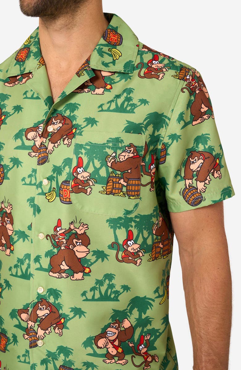 OppoSuits Donkey Kong<sup>™</sup> Camp Shirt, Alternate, color, Green Multi