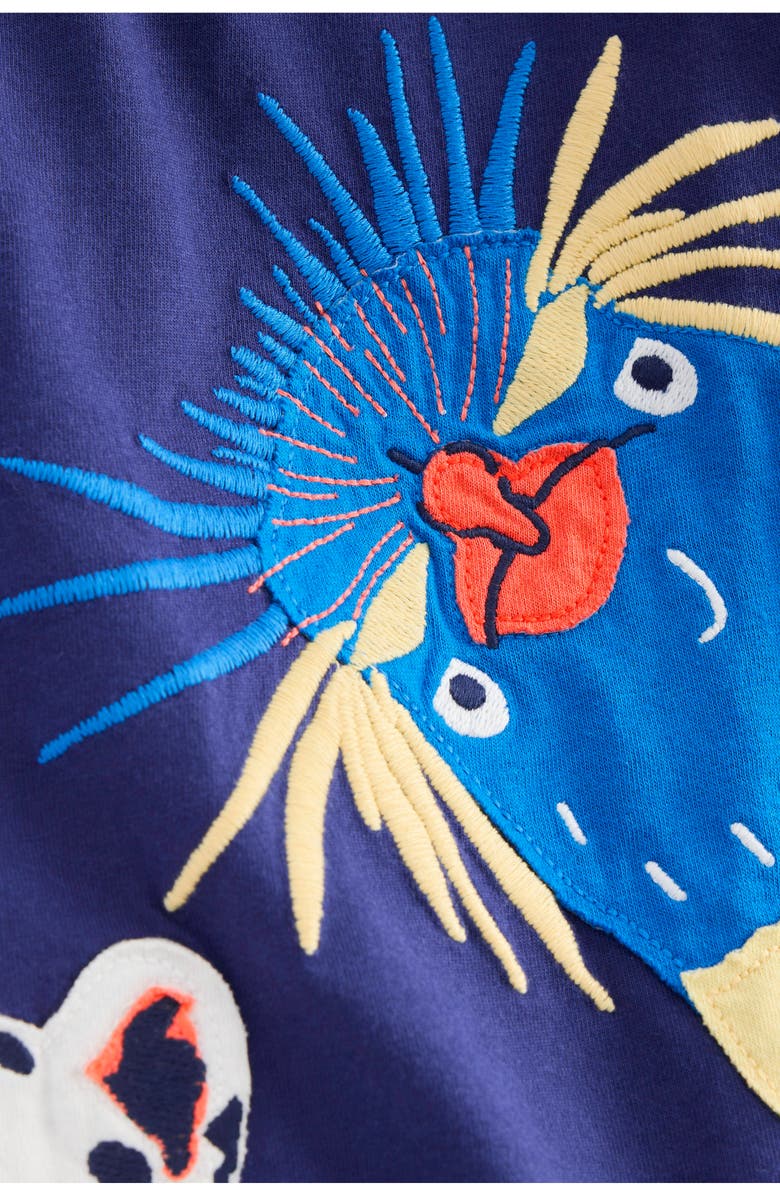 Boden Kids' Appliqué Long Sleeve Cotton T-Shirt, Alternate, color, Starboard Blue Acrtic Peepers