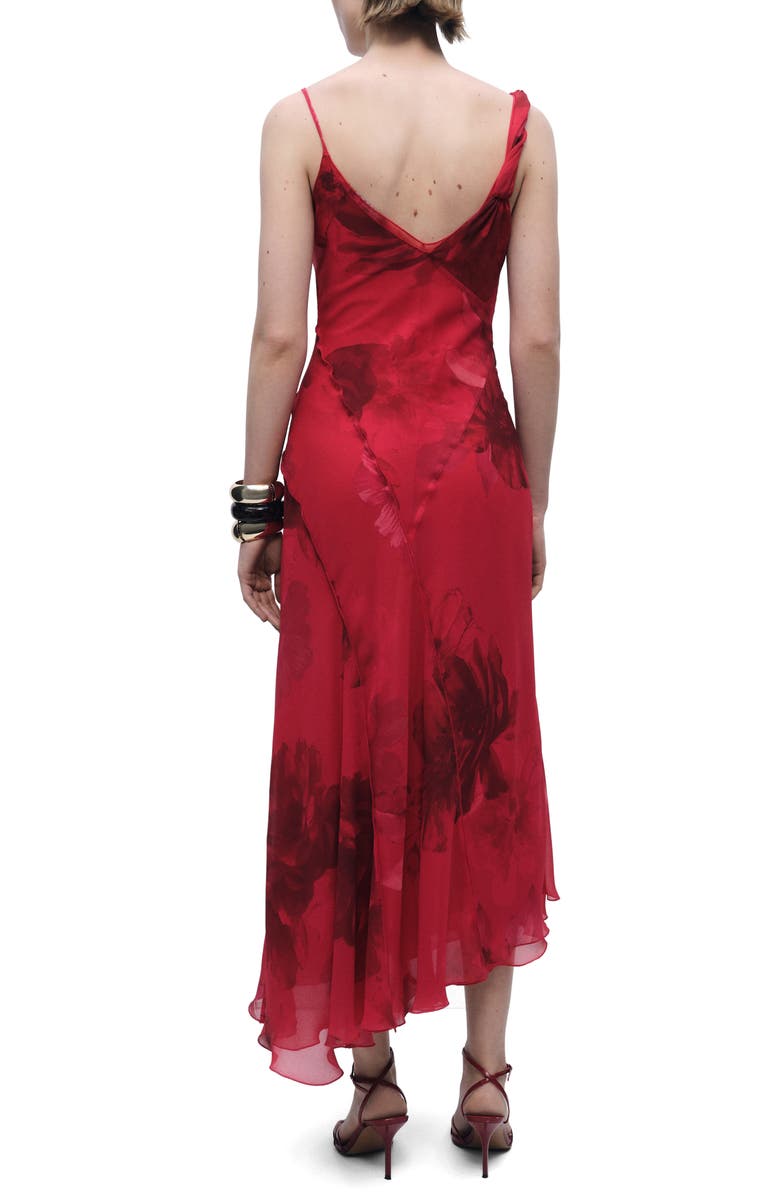 MANGO Amapola Floral Asymmetric Midi Dress, Alternate, color, 