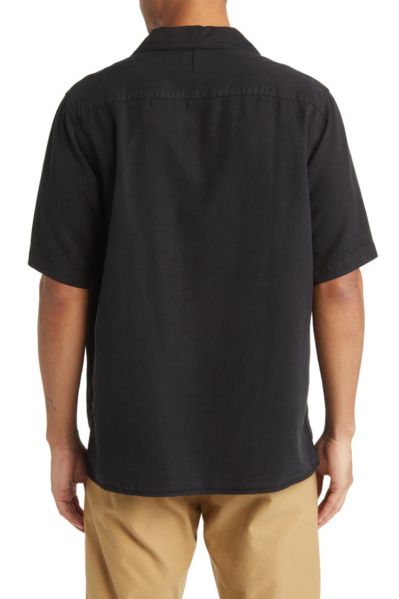 Julio 5029 Short Sleeve Lyocell & Linen Button-Up Camp Shirt, Alternate, color, BLACK
