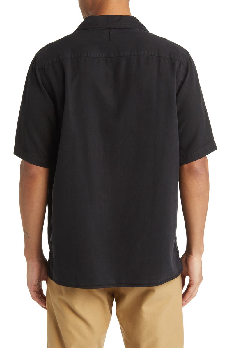 NN07 Julio 5029 Short Sleeve Lyocell & Linen Button-Up Camp Shirt, Alternate, color, Black