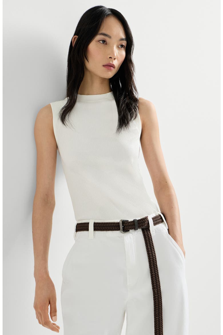 Ribbed jersey top, Alternate, color, Ivory